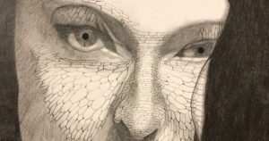 蛇のようなウロコの肌を鉛筆で描く手順（画像で説明）