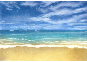 「初心者必見_パステルアート」海、波を描く方法！